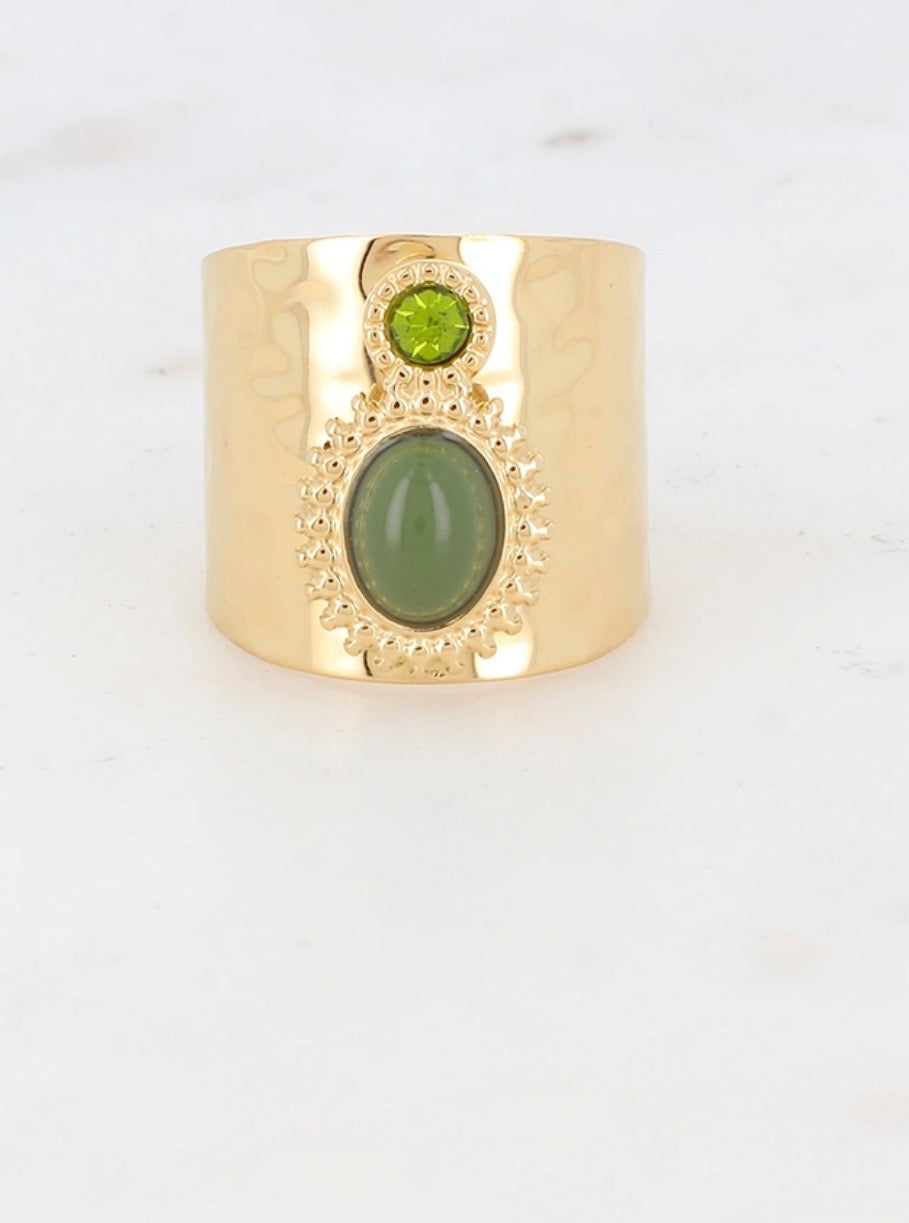 BAGUE SAMANTHA CRISTAL TAILLE KAKI