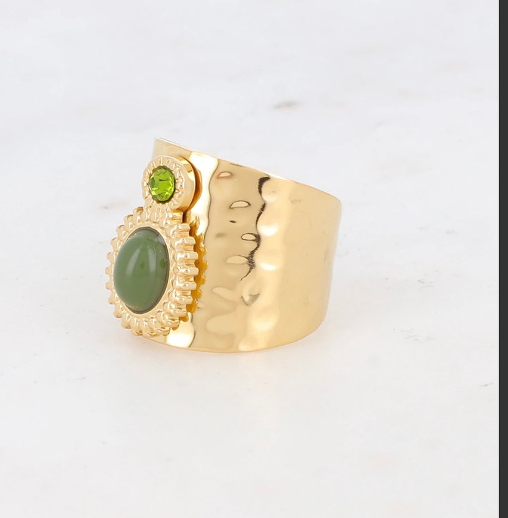 BAGUE SAMANTHA CRISTAL TAILLE KAKI