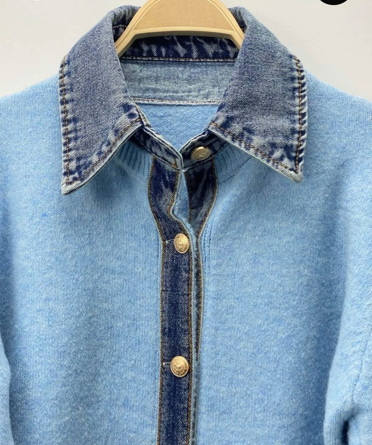 GILET COL CHEMISE EN DENIM   BLEU  TAILLE UNIQUE 34/42
