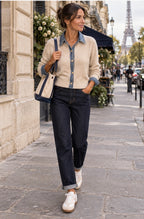 GILET COL CHEMISE EN DENIM   BEIGE   TAILLE UNIQUE 34/42