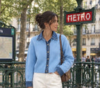 GILET COL CHEMISE EN DENIM   BLEU  TAILLE UNIQUE 34/42