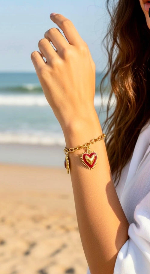 BRACELET COEURS ACIER INOXYDABLE