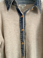 GILET COL CHEMISE EN DENIM   BEIGE   TAILLE UNIQUE 34/42