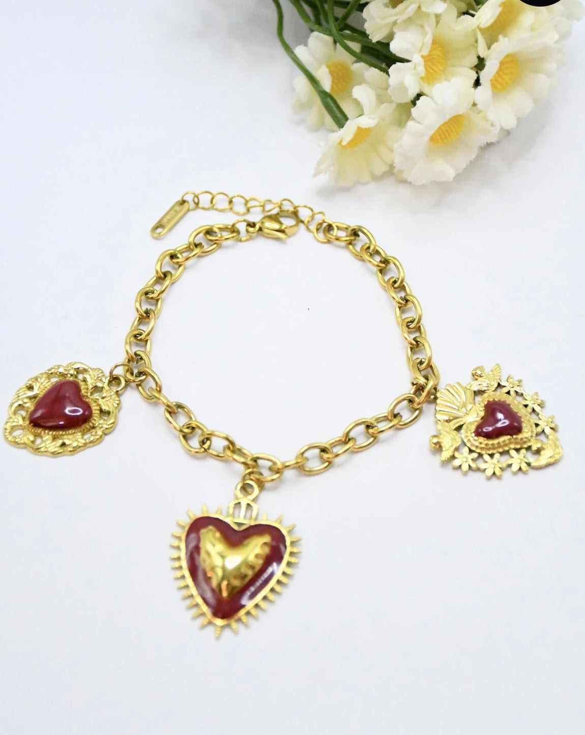 BRACELET COEURS ACIER INOXYDABLE