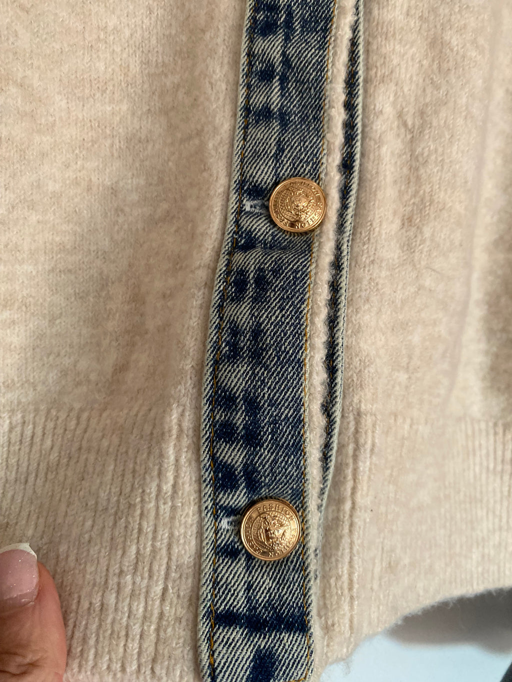 GILET COL CHEMISE EN DENIM   BEIGE   TAILLE UNIQUE 34/42