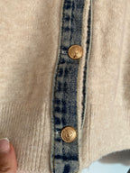 GILET COL CHEMISE EN DENIM   BEIGE   TAILLE UNIQUE 34/42