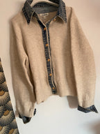GILET COL CHEMISE EN DENIM   BEIGE   TAILLE UNIQUE 34/42