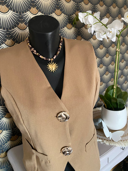 GILET BARMAN  CAMEL TU 36/44