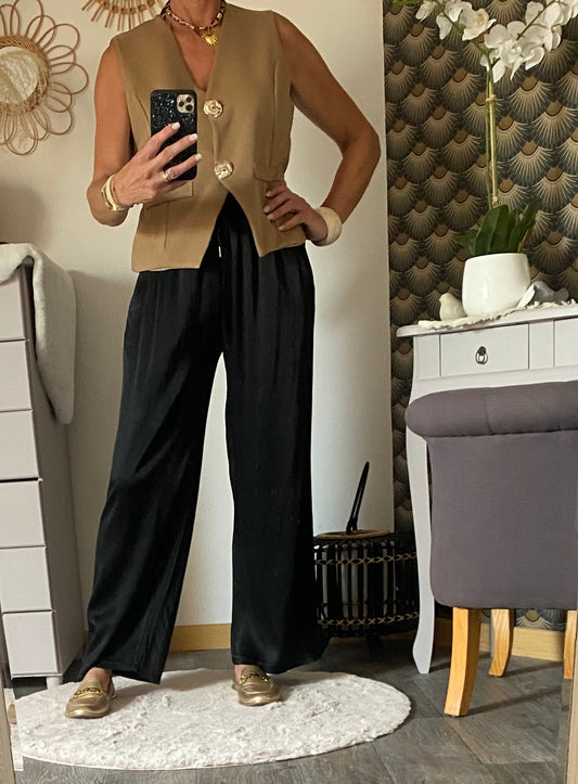 PANTALON SATIN NOIR TU 36/44