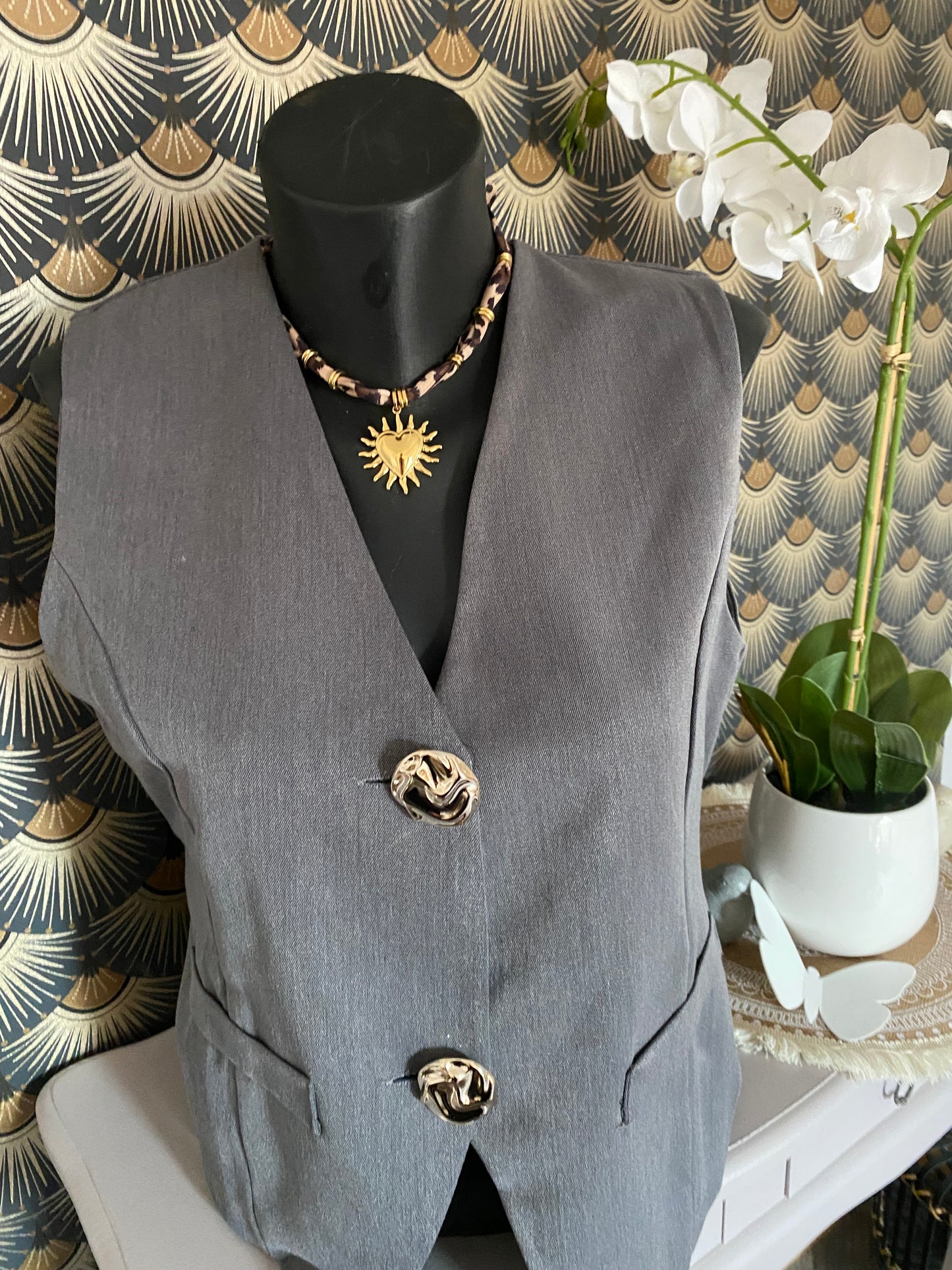 GILET BARMAN GRIS TU 36/44