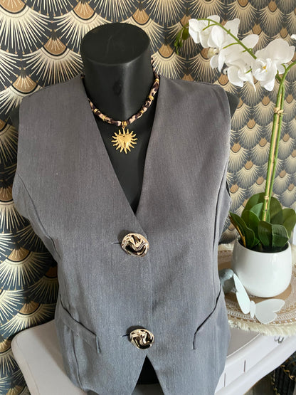 GILET BARMAN GRIS TU 36/44