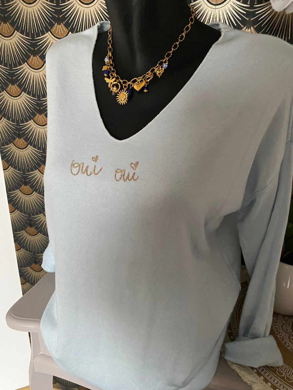 TOP DOUBLE POLAIRE BLEU CIEL  TU 36/44
