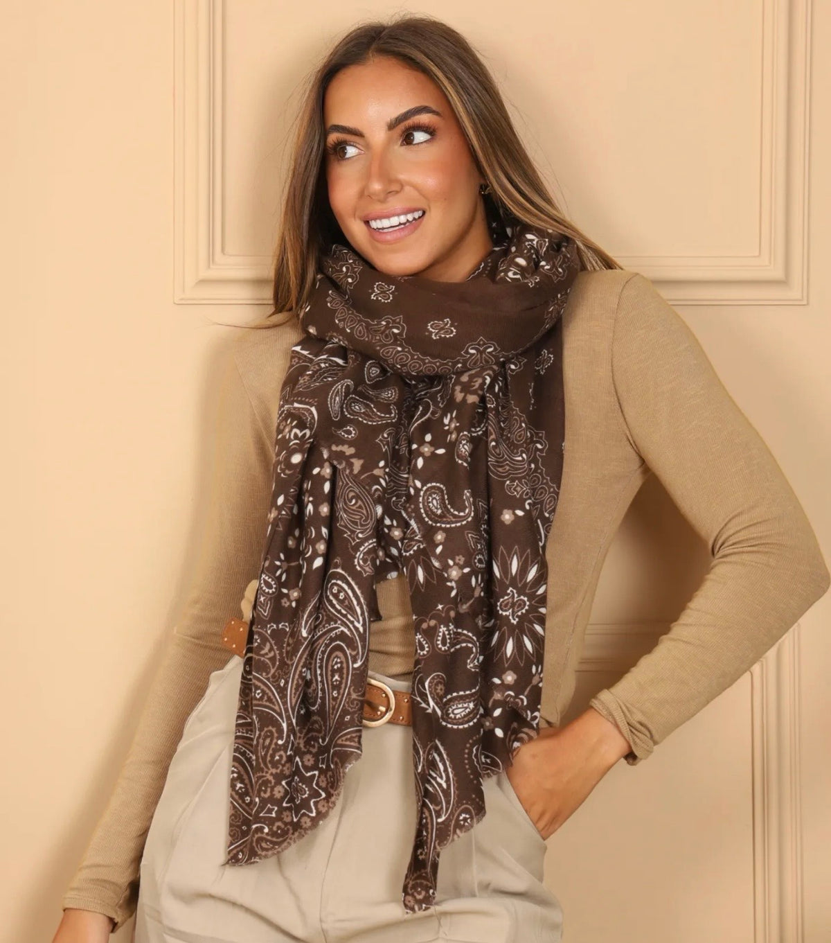 FOULARD ELOISE BANDANA   CHOCO OU KAKI