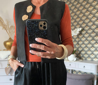 GILET SUEDINE NOIR TU 34/40
