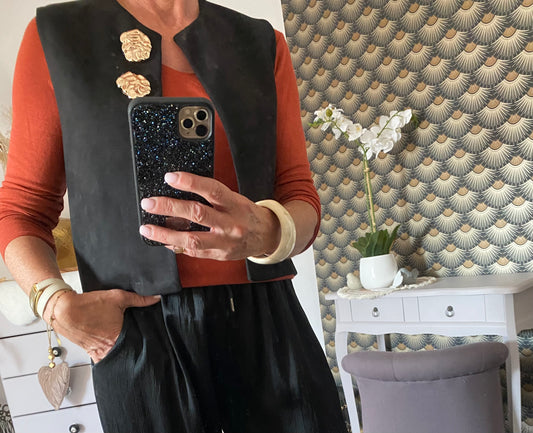 GILET SUEDINE NOIR TU 34/40