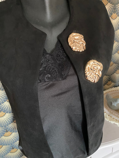 GILET SUEDINE NOIR TU 34/40