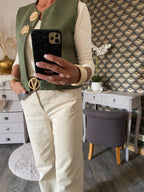 GILET SUEDINE  KAKI TU 34/40