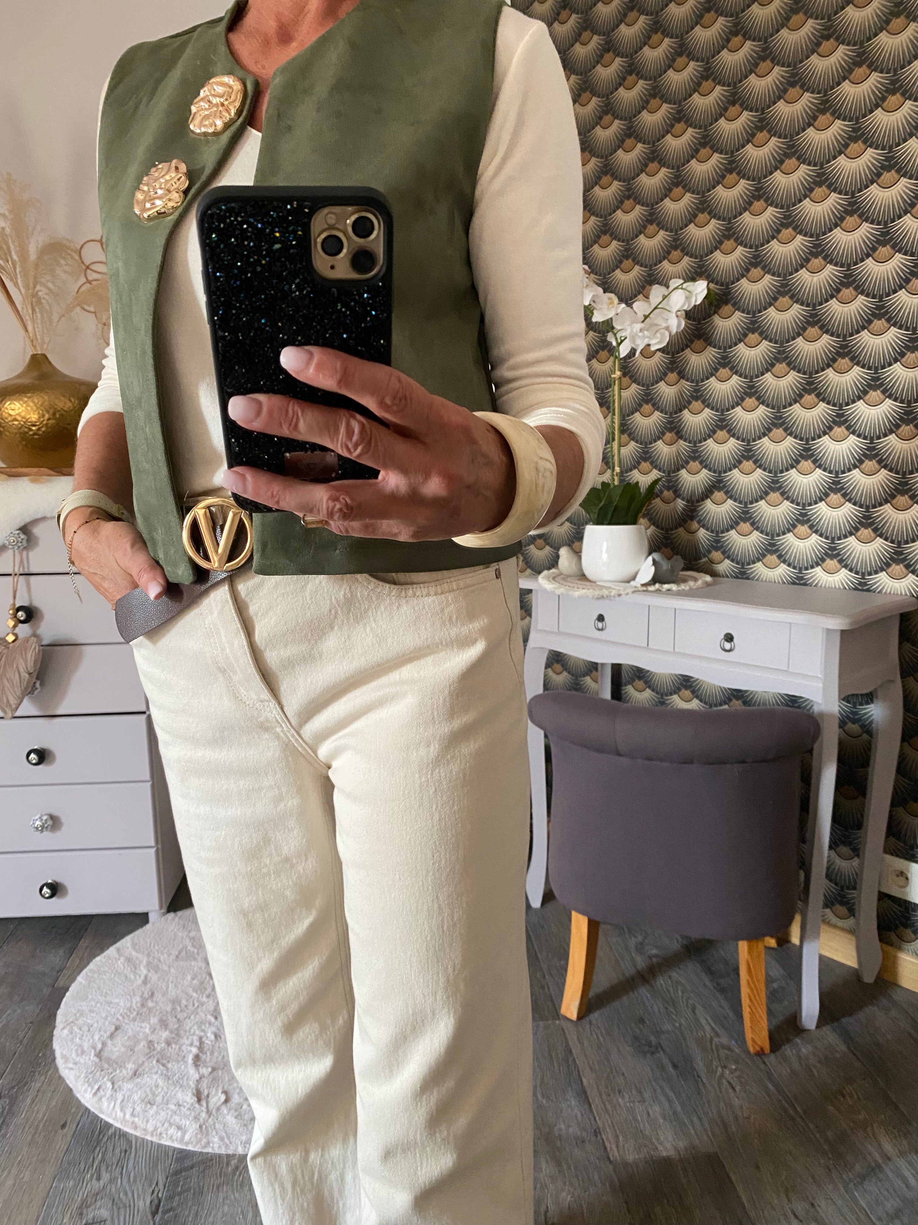 GILET SUEDINE  KAKI TU 34/40