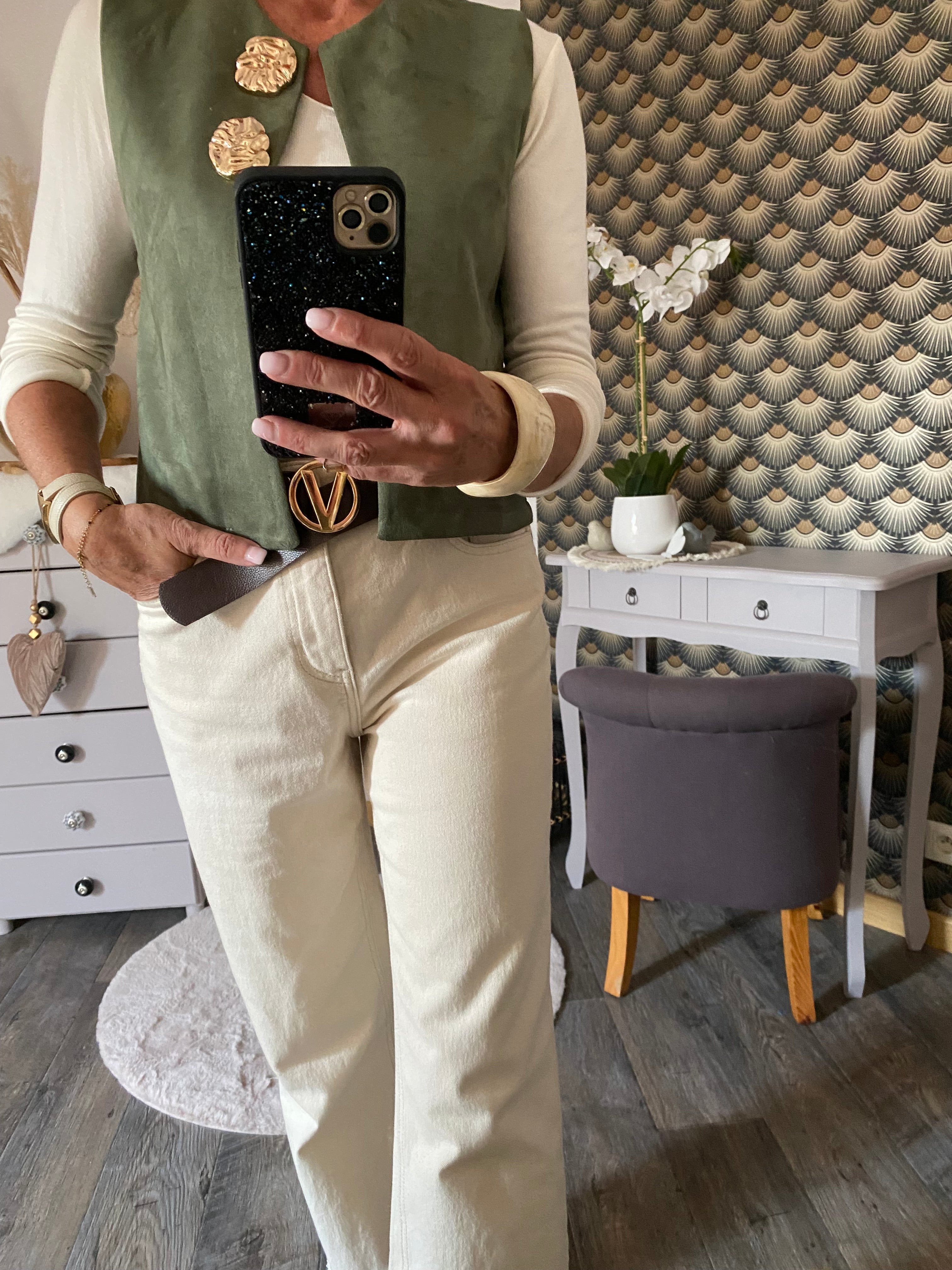 GILET SUEDINE  KAKI TU 34/40