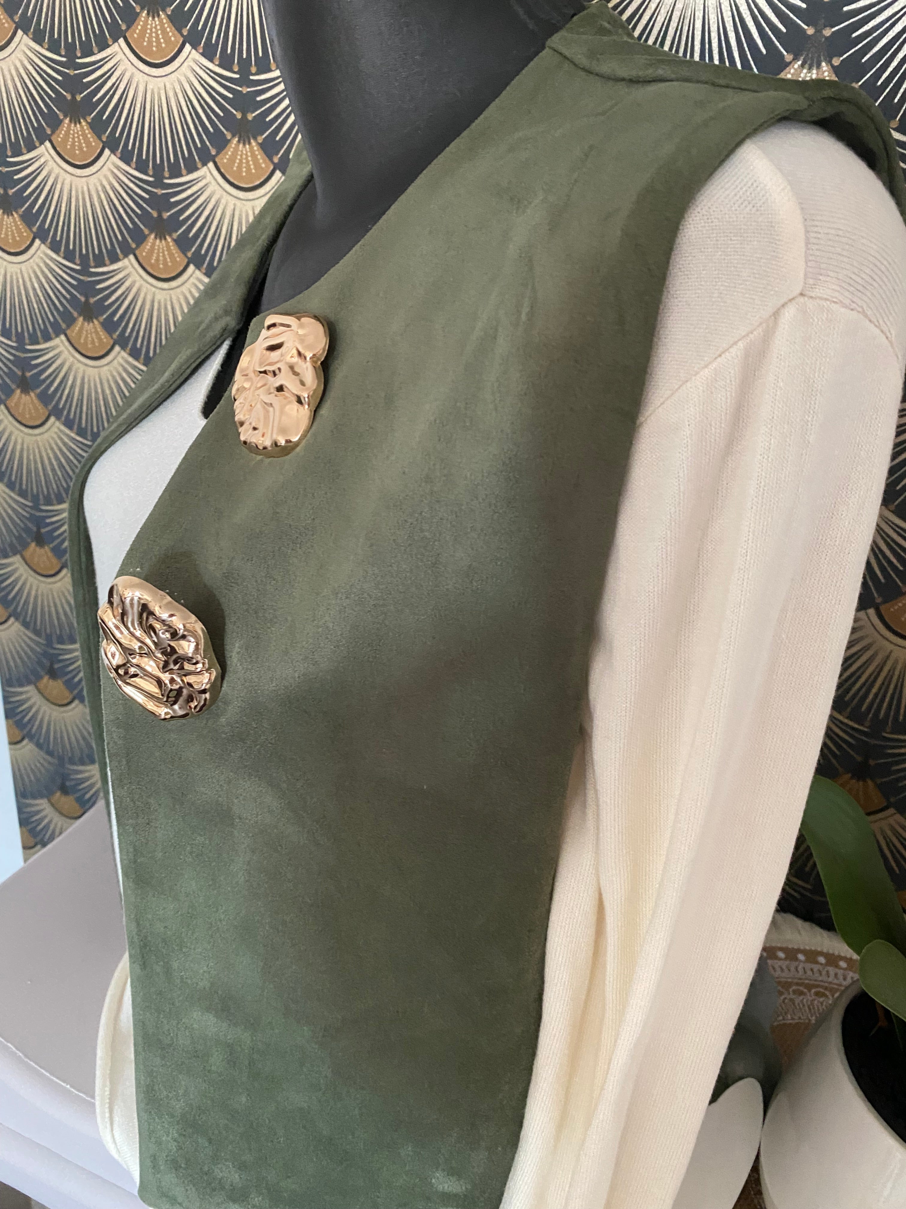 GILET SUEDINE  KAKI TU 34/40