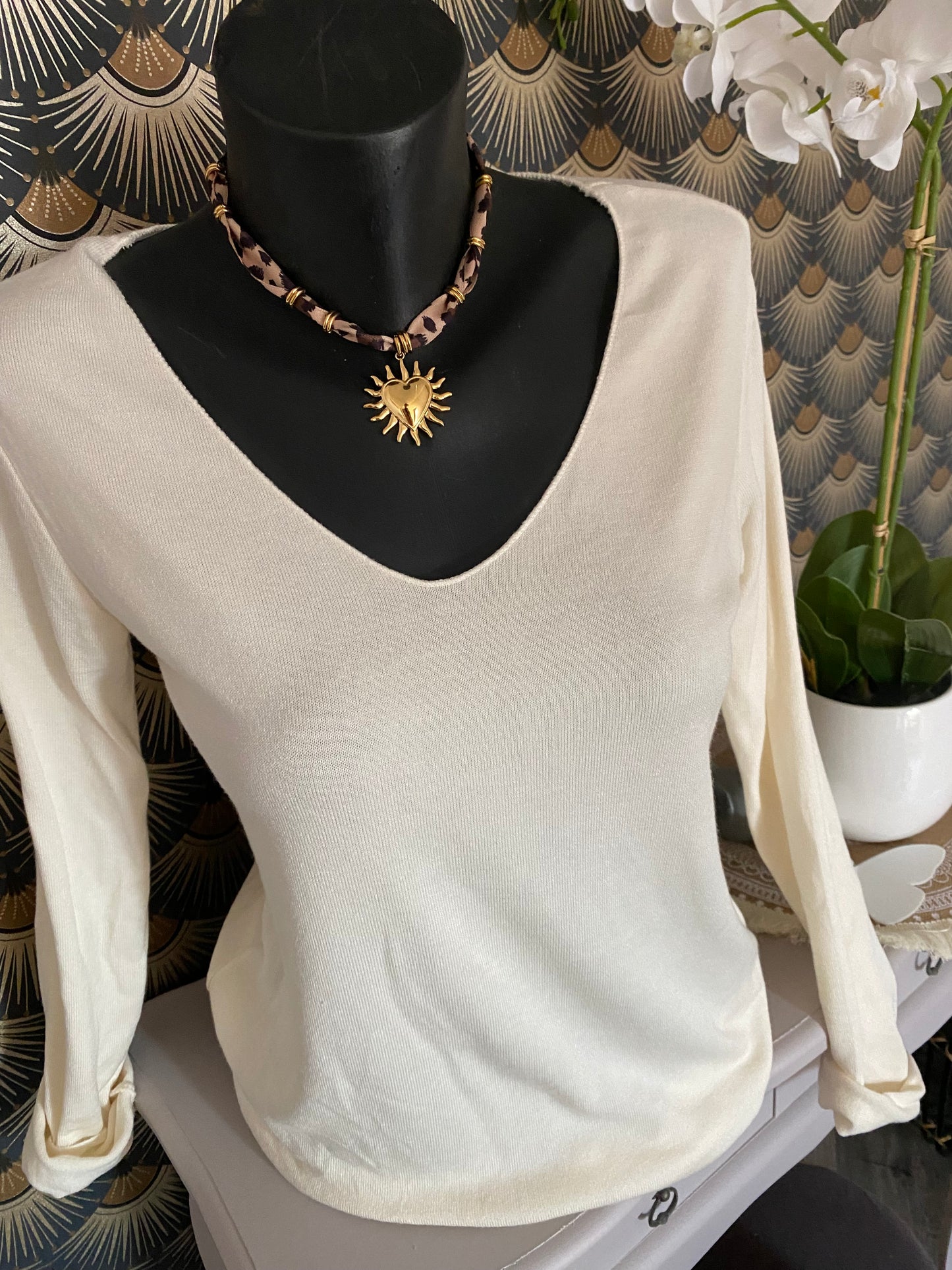 PULL FIN UNI  ECRU TU 36/42