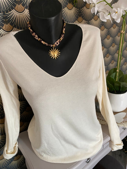 PULL FIN UNI  ECRU TU 36/42
