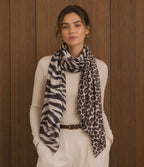 FOULARD 7 IMPRIME ZEBRE CAFE 100% VISCOSE