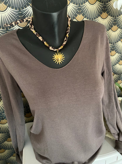 PULL FIN UNI  CHOCO TU 36/42