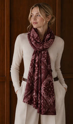 FOULARD 10 IMPRIME  100% VISCOSE  BORDEAUX
