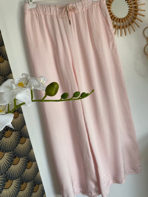 PANTALON PALAZZO ROSE  38/46  EFFET SOIE
