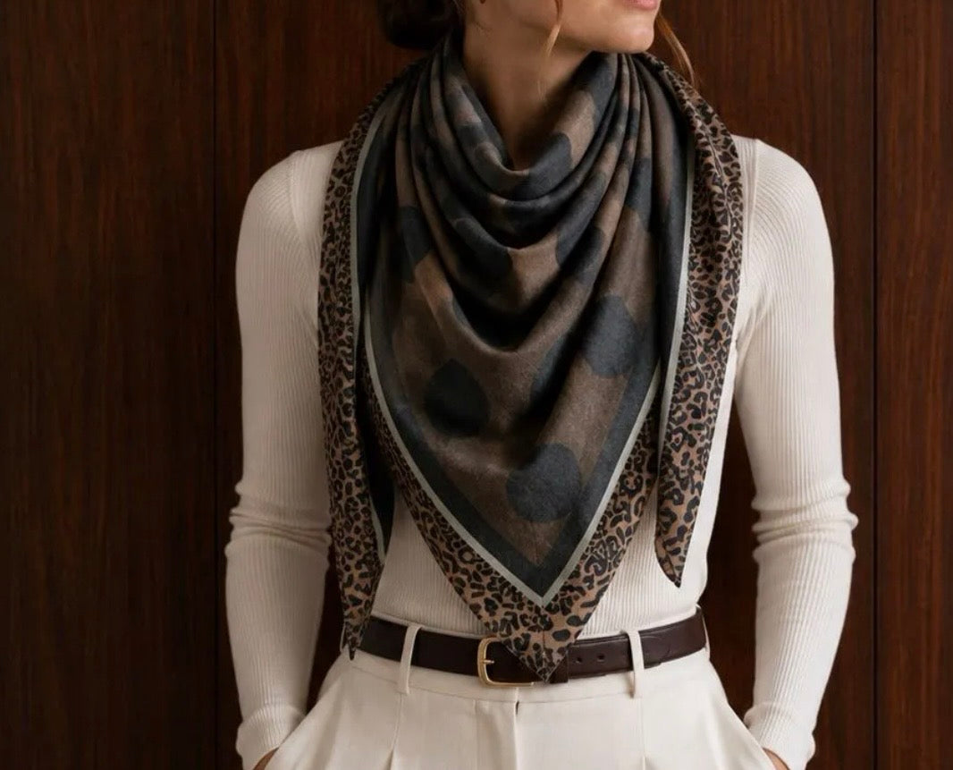 FOULARD TRIANGLE 12 100% VISCOSE  CAFE
