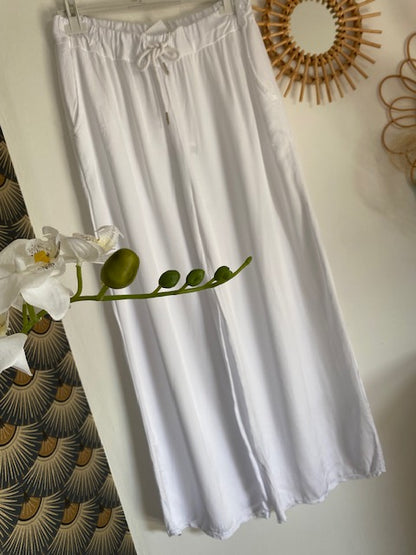 PANTALON PALAZZO BLANC   38/46  EFFET SOIE