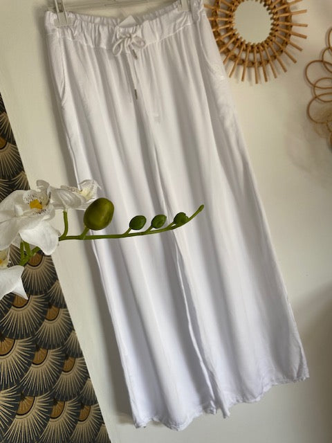 PANTALON PALAZZO BLANC   38/46  EFFET SOIE