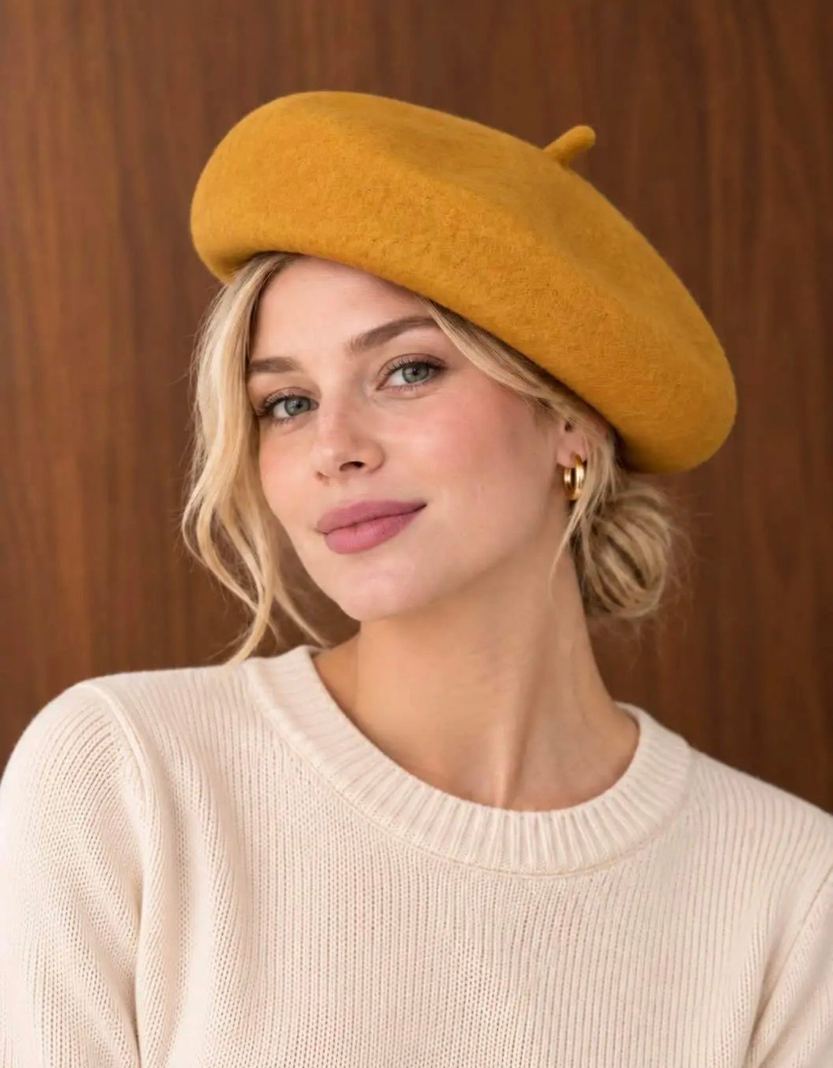 BERET LAINE  MOUTARDE