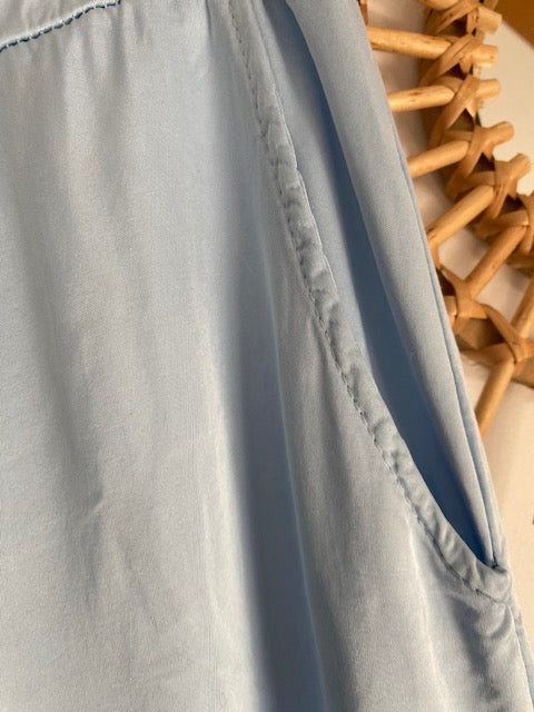 PANTALON PALAZZO BLEU CIEL   38/46  EFFET SOIE