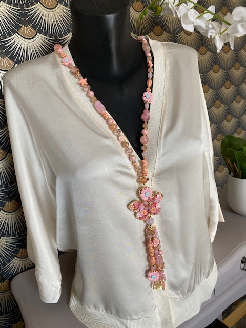 VESTE GILLETTA  ECRU  SOIE   TAILLE UNIQUE 40/44
