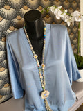 VESTE GILLETTA  BLEUE  SOIE   TAILLE UNIQUE 40/44