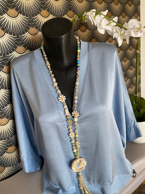 VESTE GILLETTA  BLEUE  SOIE   TAILLE UNIQUE 40/44