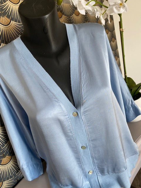 VESTE GILLETTA  BLEUE  SOIE   TAILLE UNIQUE 40/44