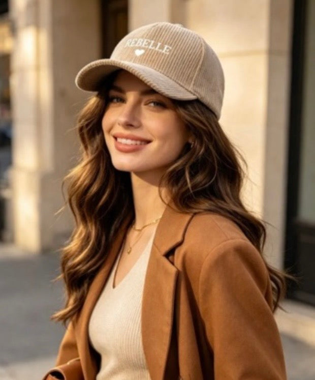 CASQUETTE VELOURS REBELLE BEIGE   CHOCO  TU