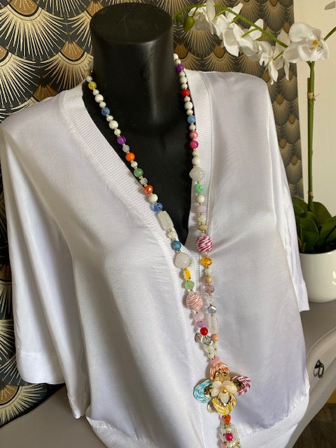 VESTE GILLETTA  BLANCHE  SOIE   TAILLE UNIQUE 40/44