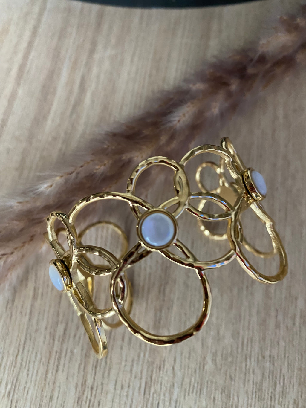 MANCHETTE FLEURS PIERRES NATURELLES   NACRE