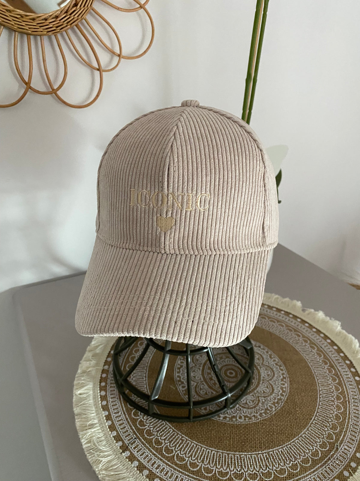 CASQUETTE VELOURS ICONIC ECRU  TU