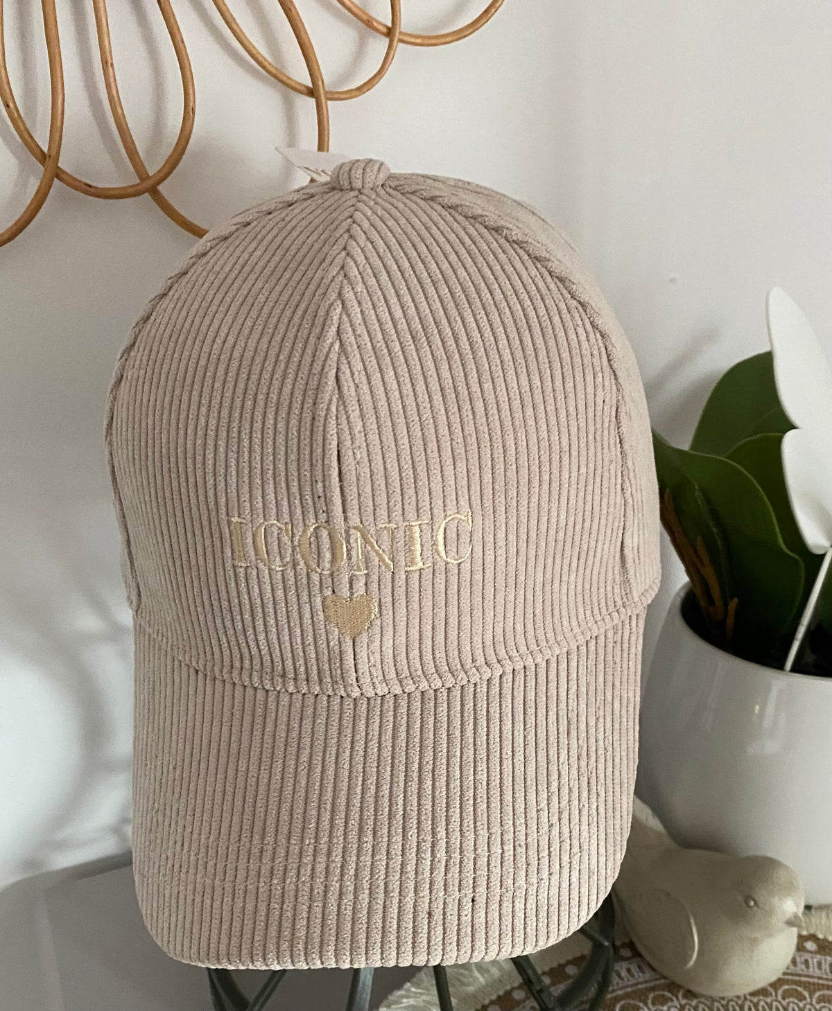 CASQUETTE VELOURS ICONIC ECRU  TU