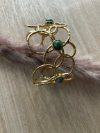 MANCHETTE FLEURS PIERRES NATURELLES  TURQUOISE AFRICAINE