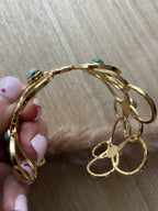 MANCHETTE FLEURS PIERRES NATURELLES  TURQUOISE AFRICAINE