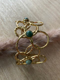 MANCHETTE FLEURS PIERRES NATURELLES  TURQUOISE AFRICAINE