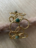 MANCHETTE FLEURS PIERRES NATURELLES  TURQUOISE AFRICAINE