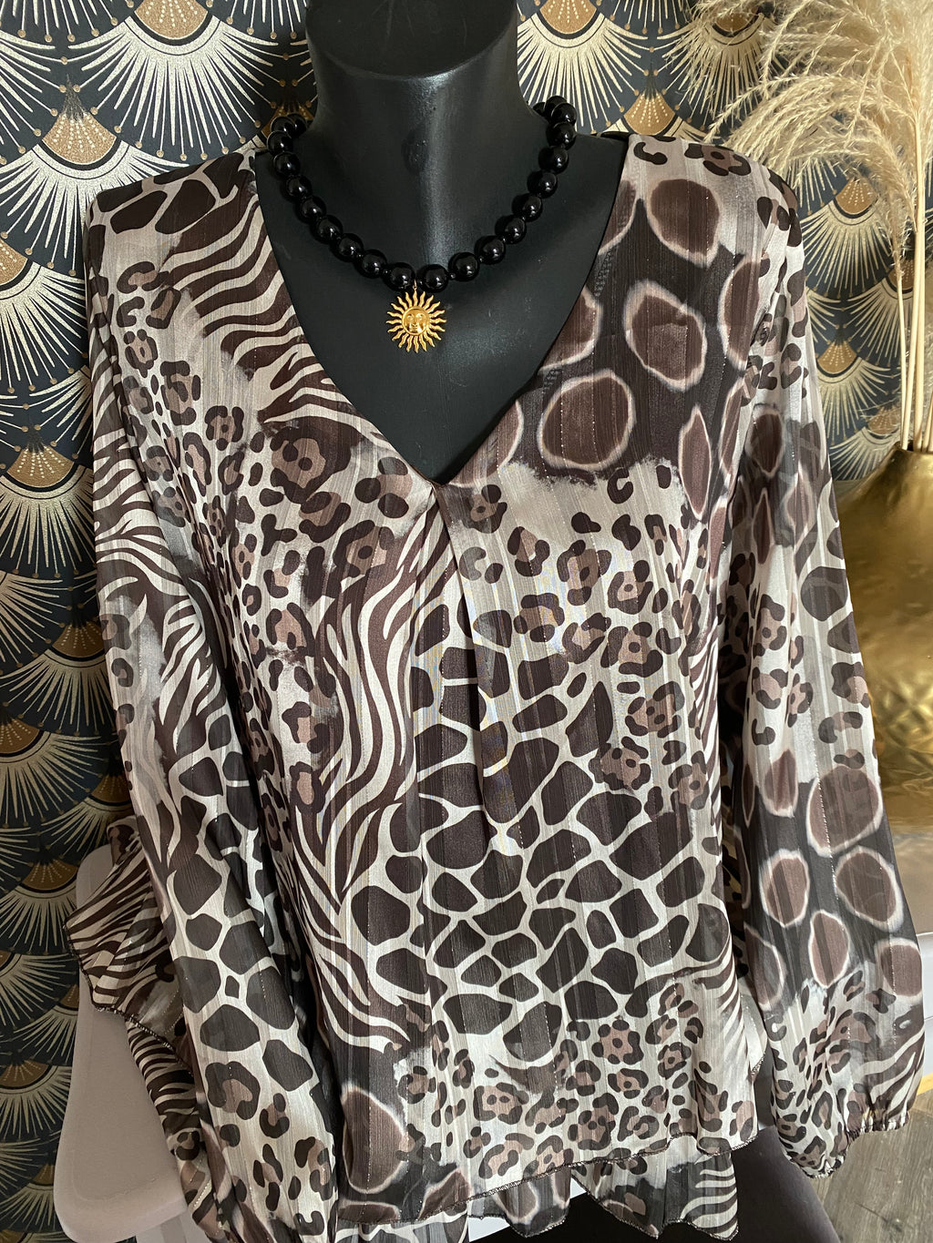 BLOUSE FLUIDE LEOPARD CHOCO TU 36/44
