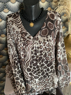 BLOUSE FLUIDE LEOPARD CHOCO TU 36/44